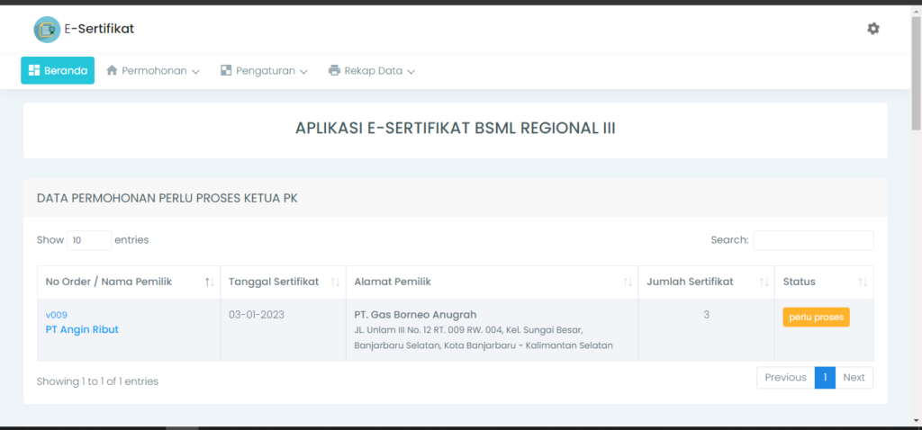 E-Sertifikat BSML Reg III